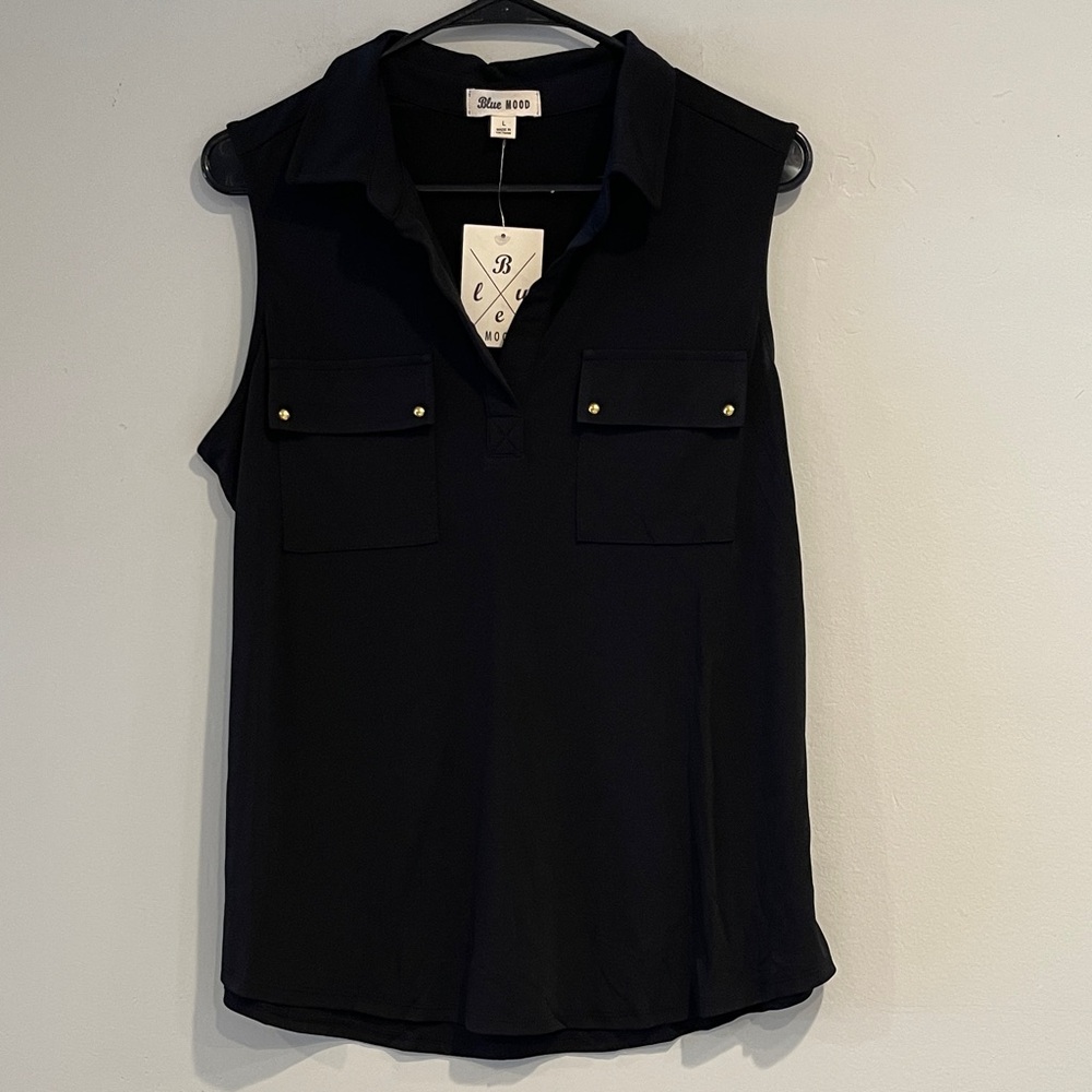 Blue Mood Women's Black Sleeveless Blouse